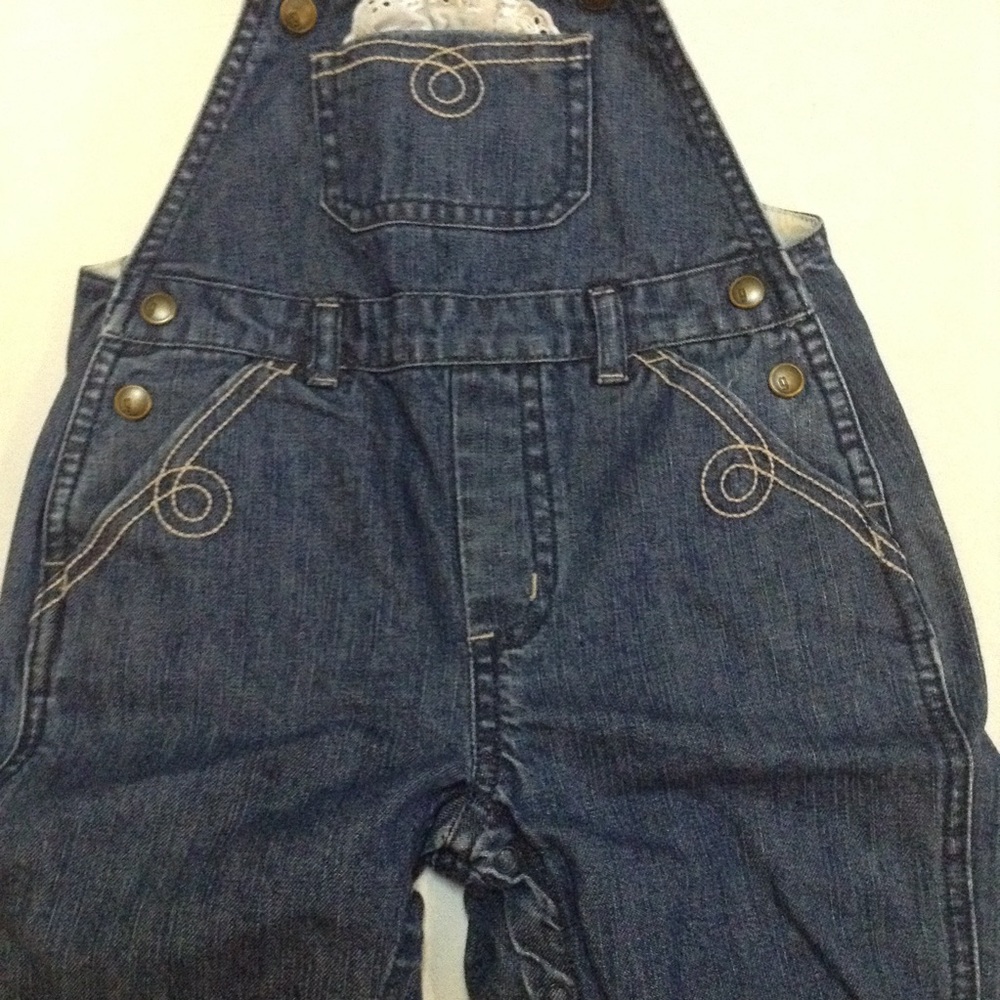 Gymboree Blue Denim One Piece with White Lace Trim - Picture 3 of 6